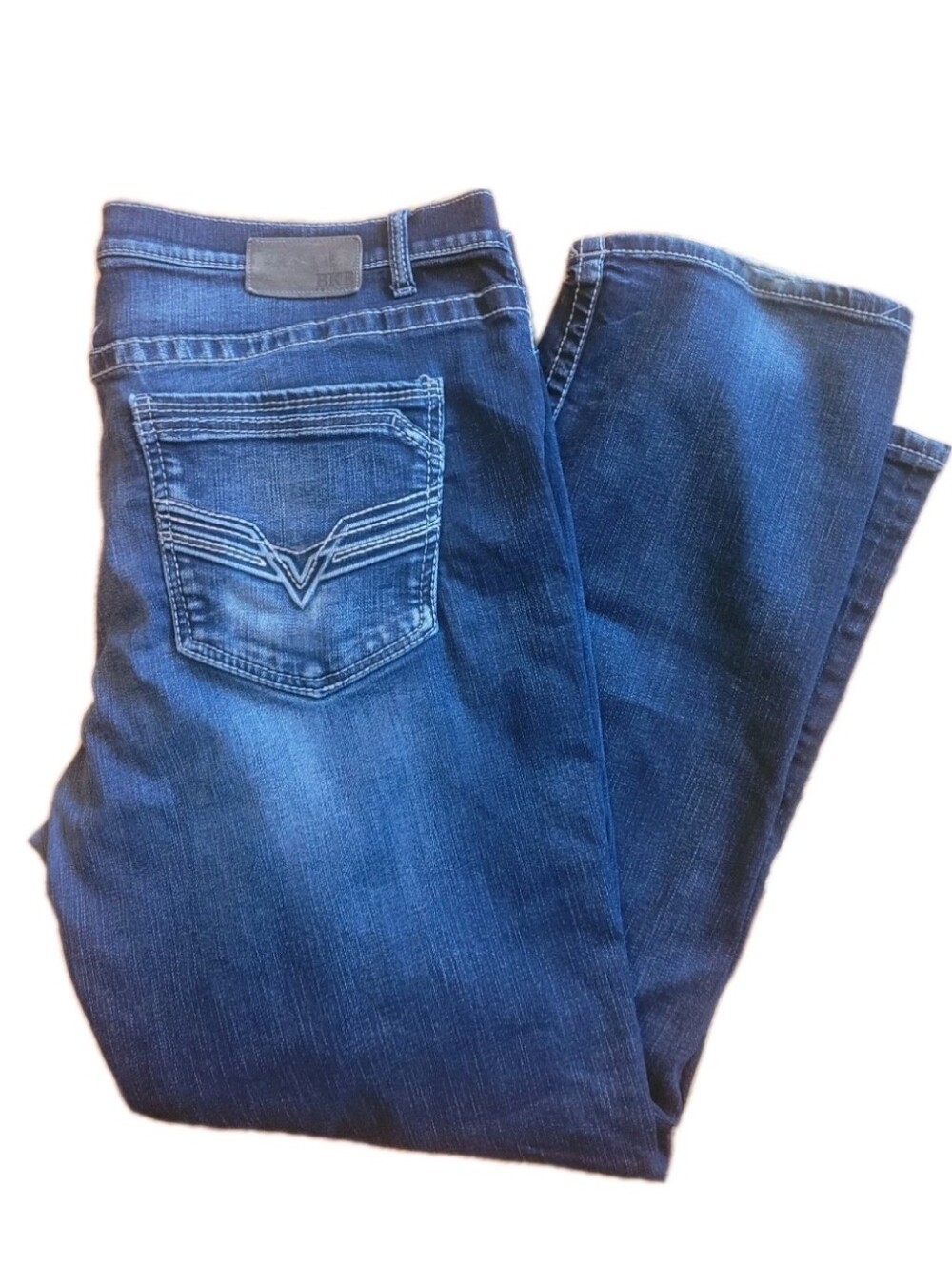 BKE Tyler Jeans Straight Dark Wash Men's 40x30 Whiskering